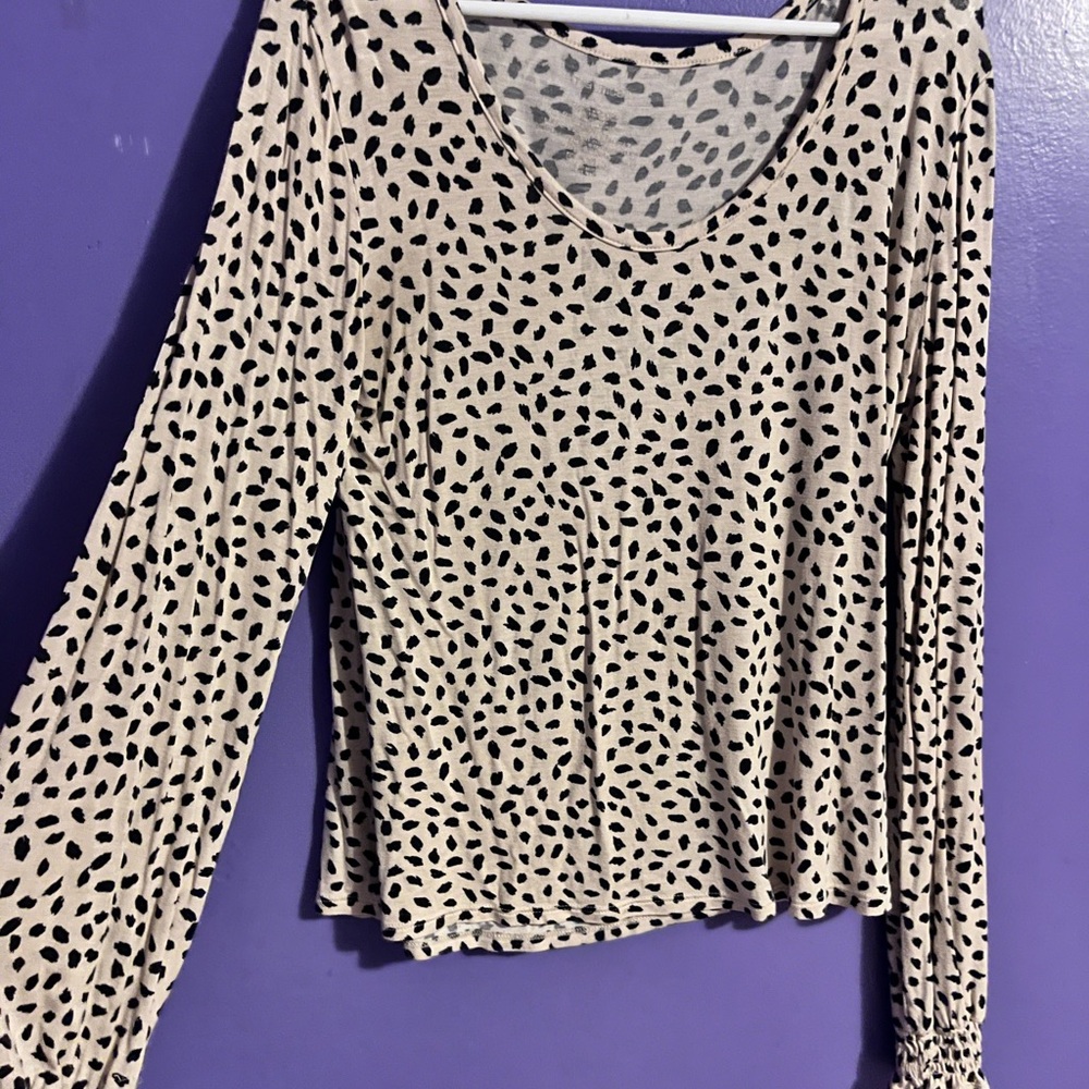 Maurices Cream and Black Leopard Print Top